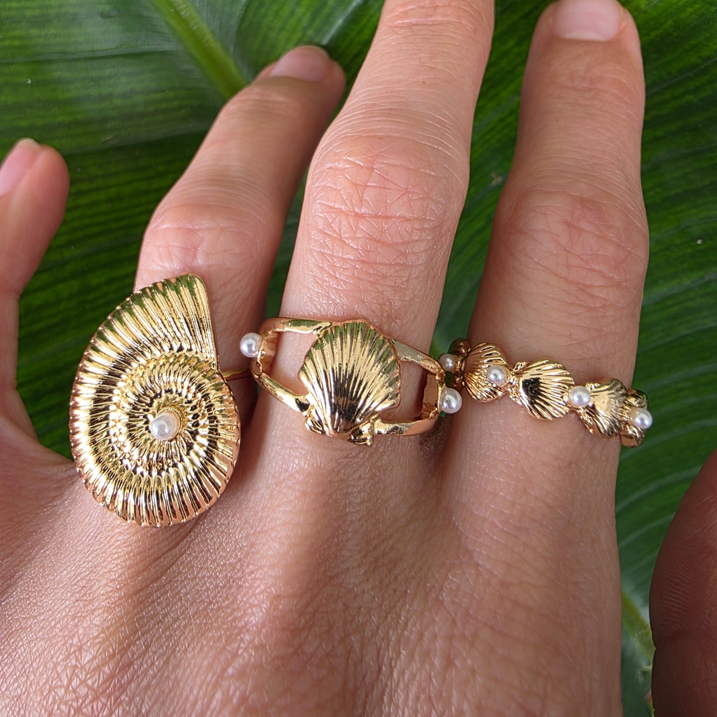 Princess Shell ring with shell pearl rings