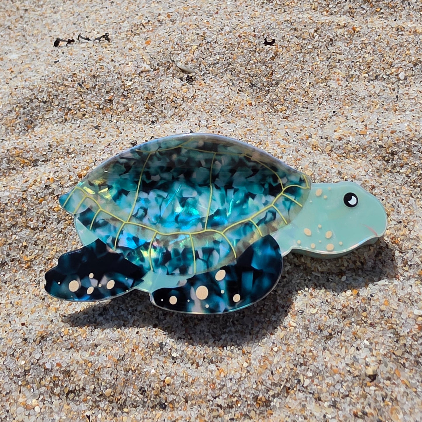 Teal Green Turtle Hair Claw