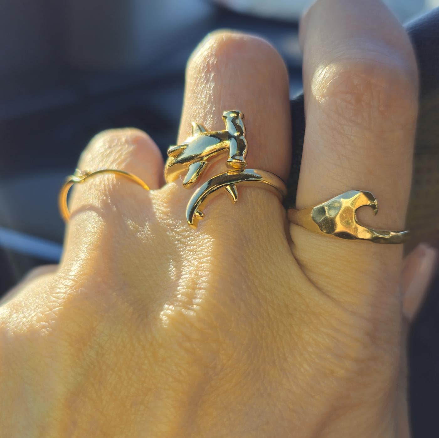 New item! Gold Hammerhead Shark Adjustable Ring, Ocean lovers, SCUBA, Freedivers, Pelagic Gift, Shark Jewelry