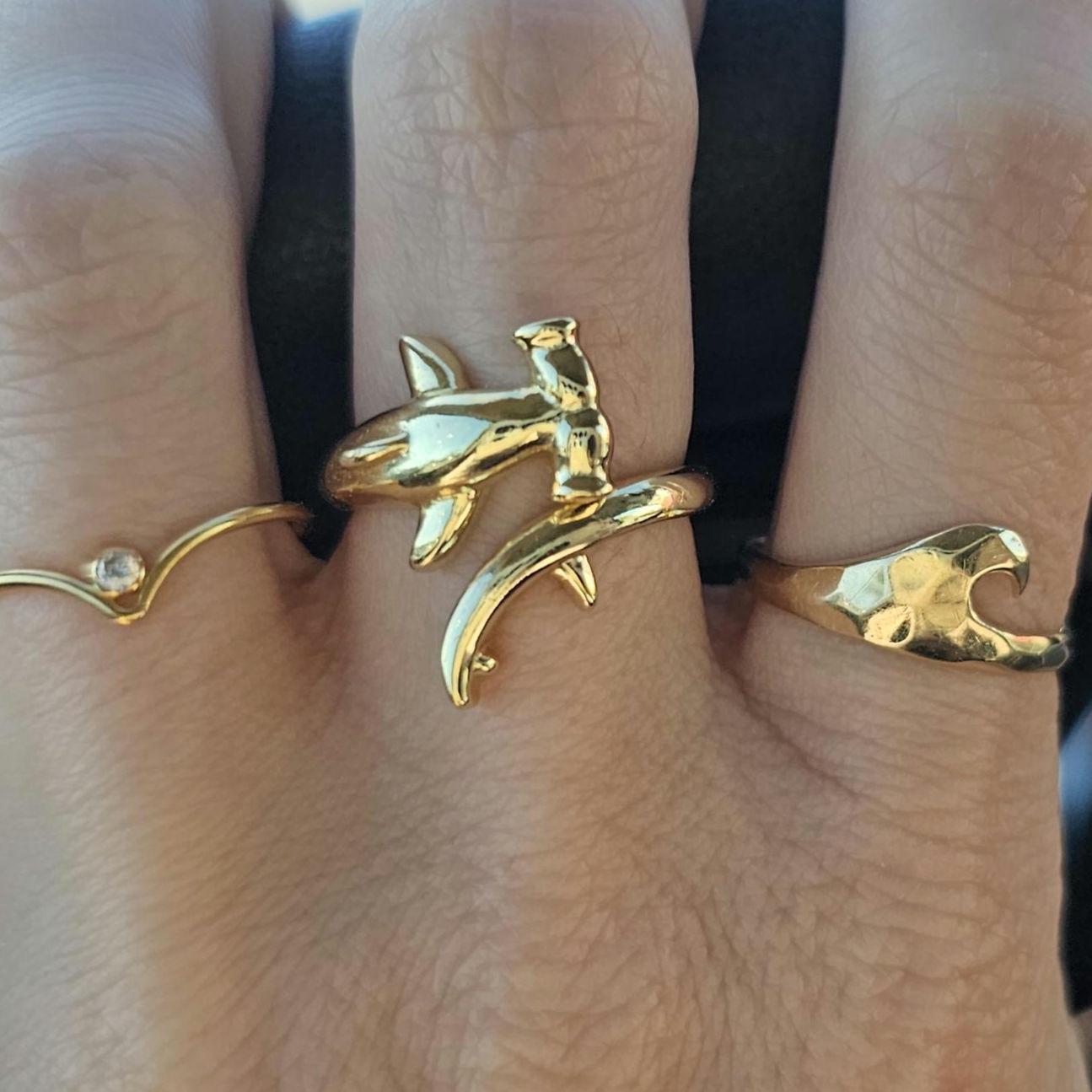New item! Gold Hammerhead Shark Adjustable Ring, Ocean lovers, SCUBA, Freedivers, Pelagic Gift, Shark Jewelry