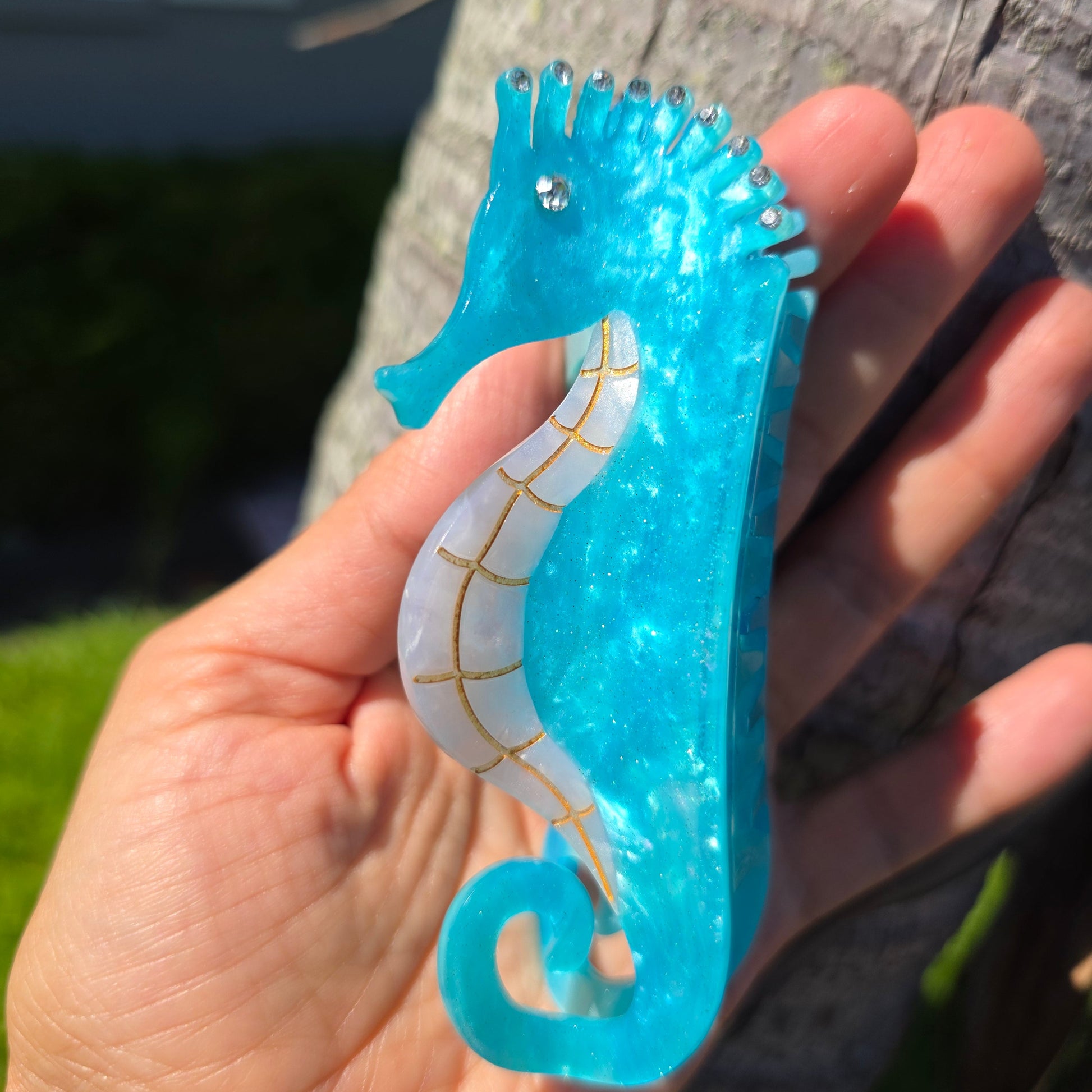 Blue Seahorse Hair Claw 2 