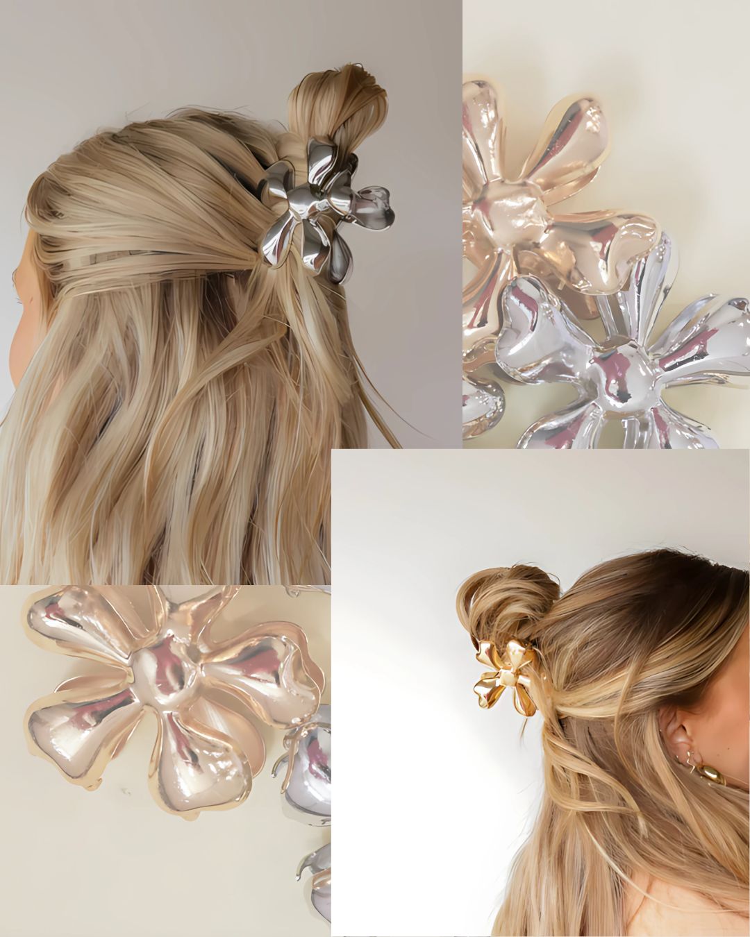 Choose your favorite Silver and Gold hairclip! Available in small and large sizes