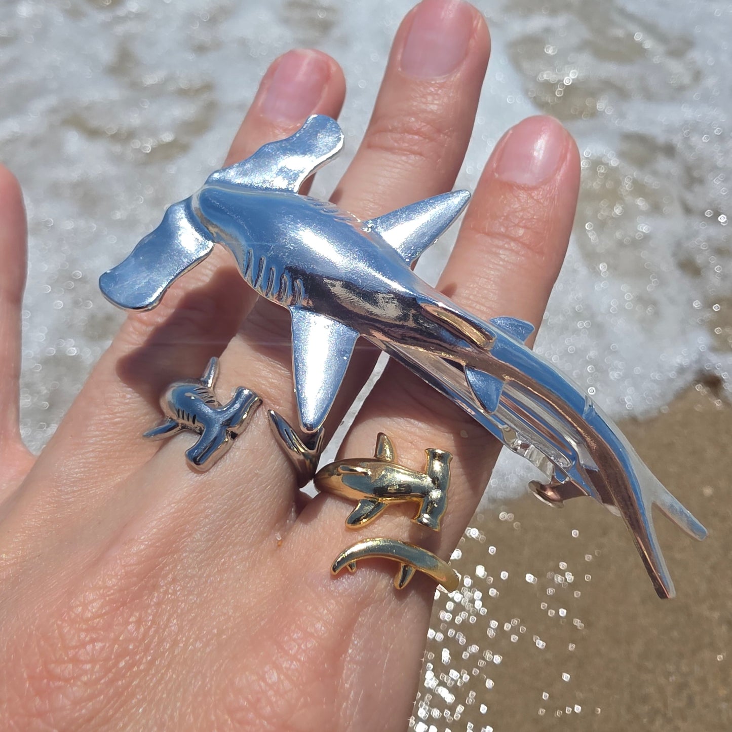 Hammerhead Shark Hair Silver Hairclip