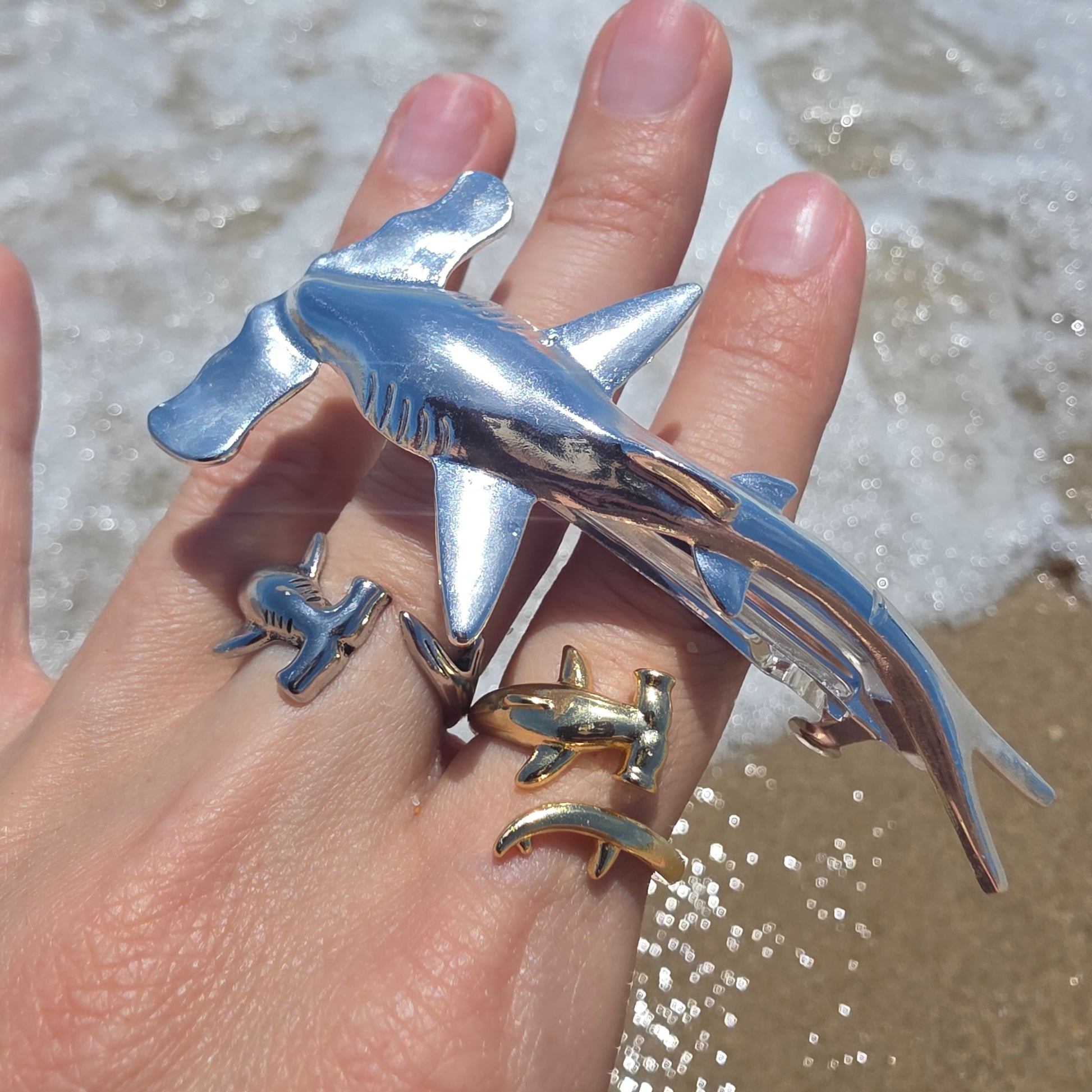 Hammerhead Shark Hair Silver Hairclip