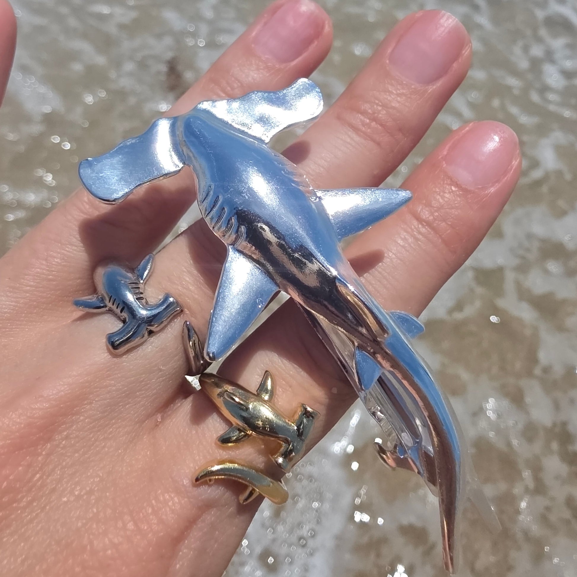 Hammerhead Shark Hair Silver Hairclip