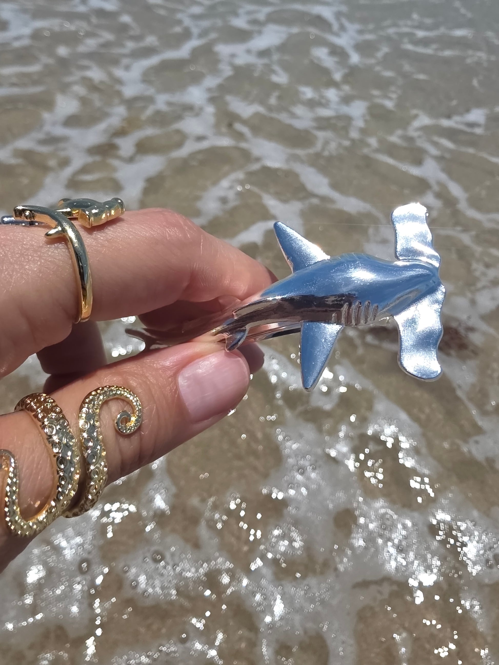 Hammerhead Shark Hair Silver Hairclip