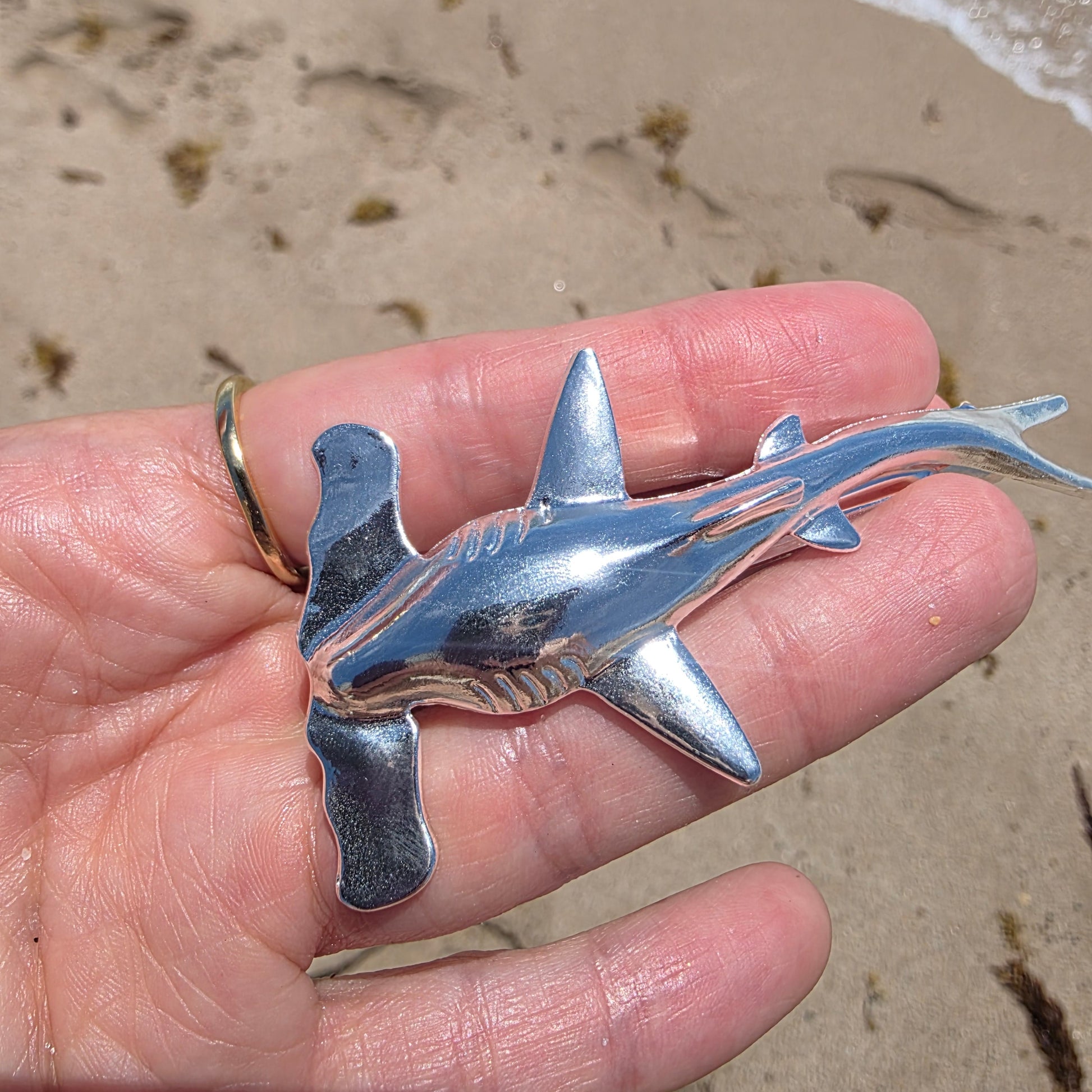 Hammerhead Shark Hair Silver Hairclip