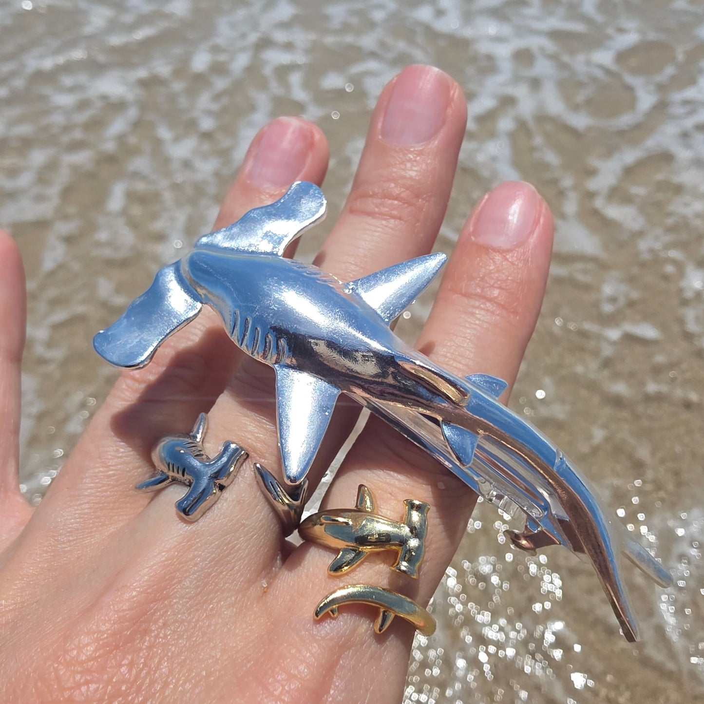 Hammerhead Shark Hair Silver Hairclip