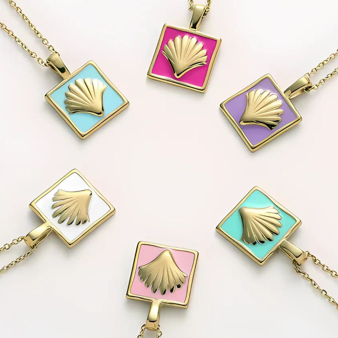 Shell Necklace Sticker Shells shells shells Necklace – Kikita Jewelry