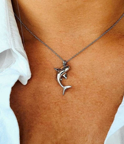 Shark Necklace - Sparkly Silver 925