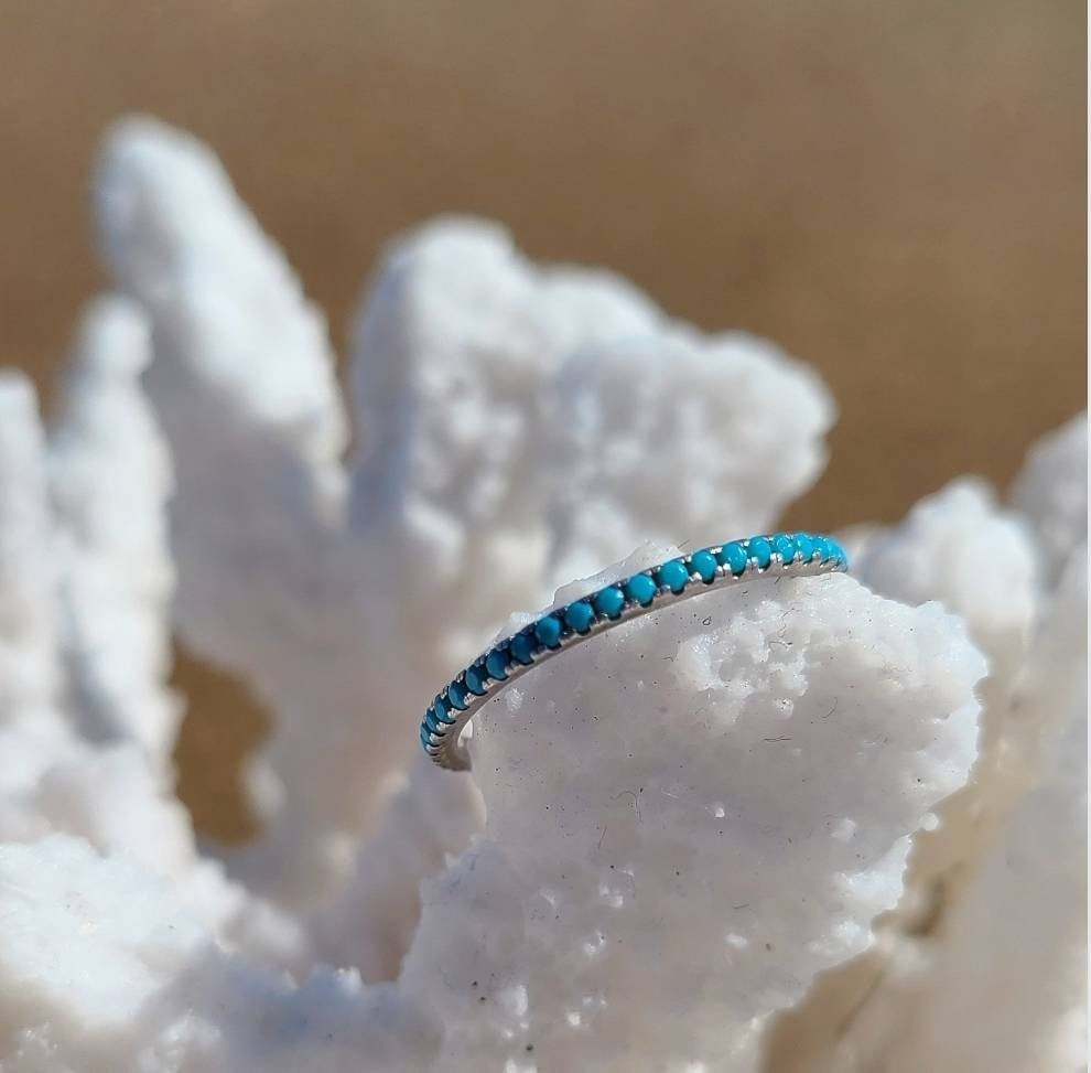 Tahiti Teal Waters Silver Ring