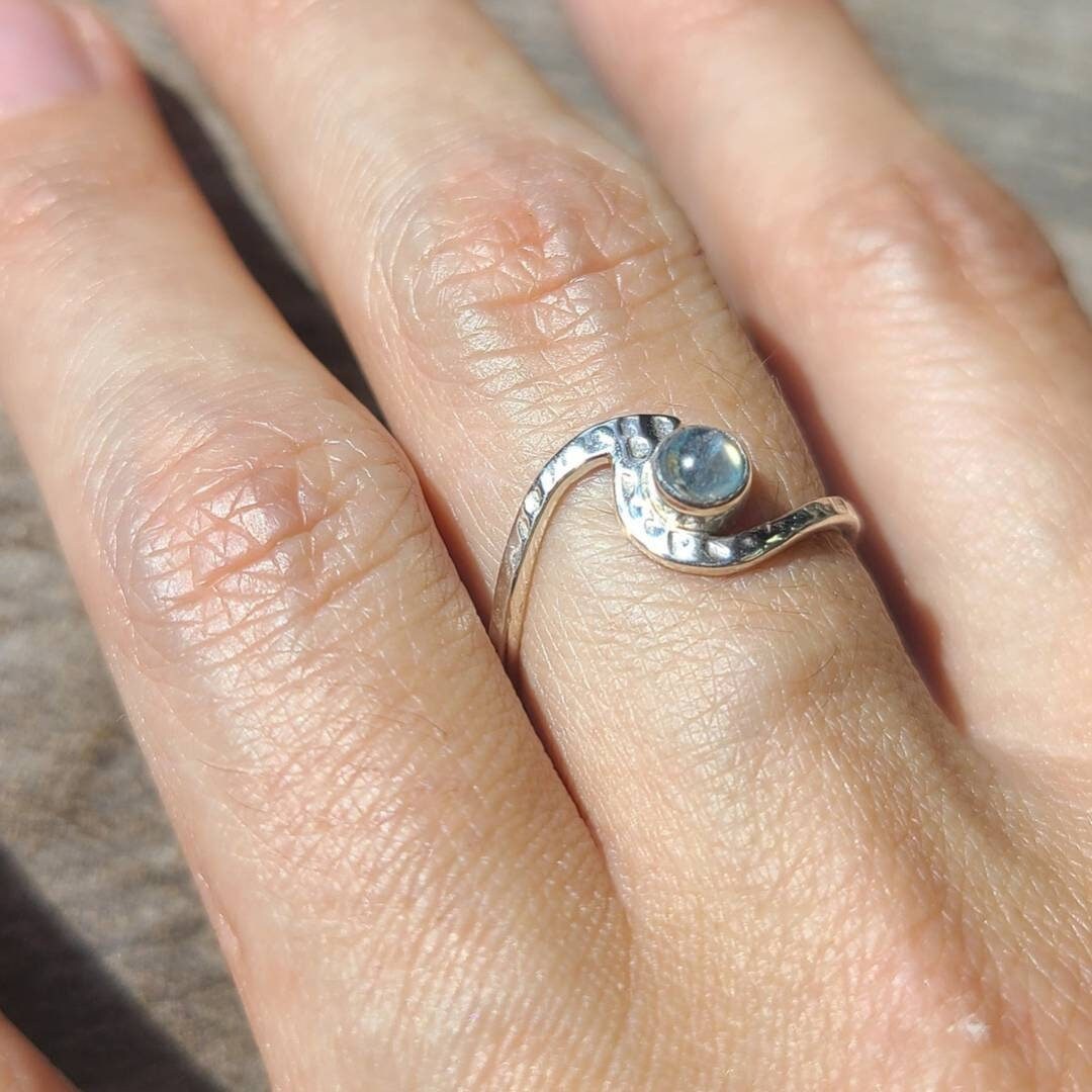 Rainbow Moonstone Wave Ring