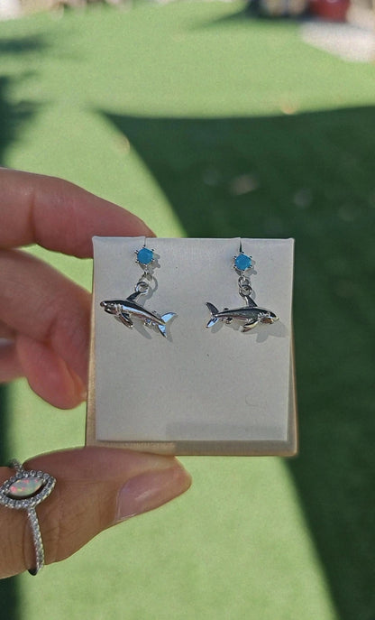 Shark Love Teal Studs