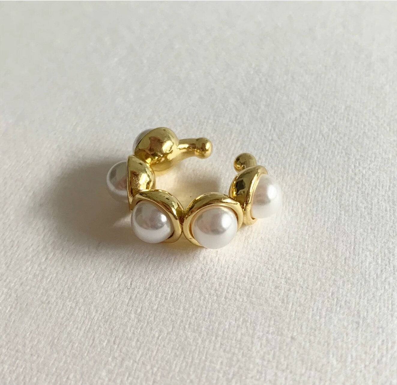 Mermaid Pearls Ear Cuff, Ocean beach lovers, cuff earrings, gold, pearls