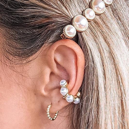 Mermaid Pearls Ear Cuff, Ocean beach lovers, cuff earrings, gold, pearls