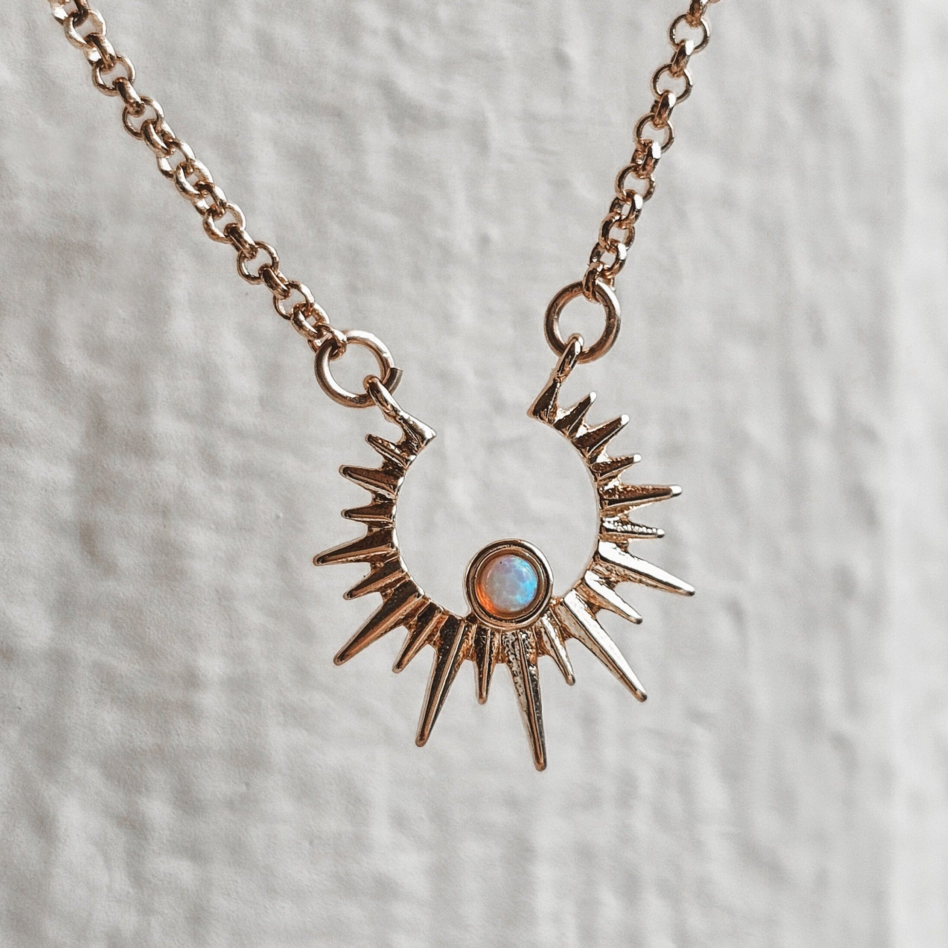 Moonstone Moon Pendant Necklace