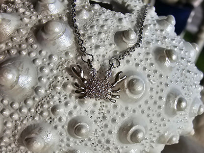 Silver Crab Pendant Necklace