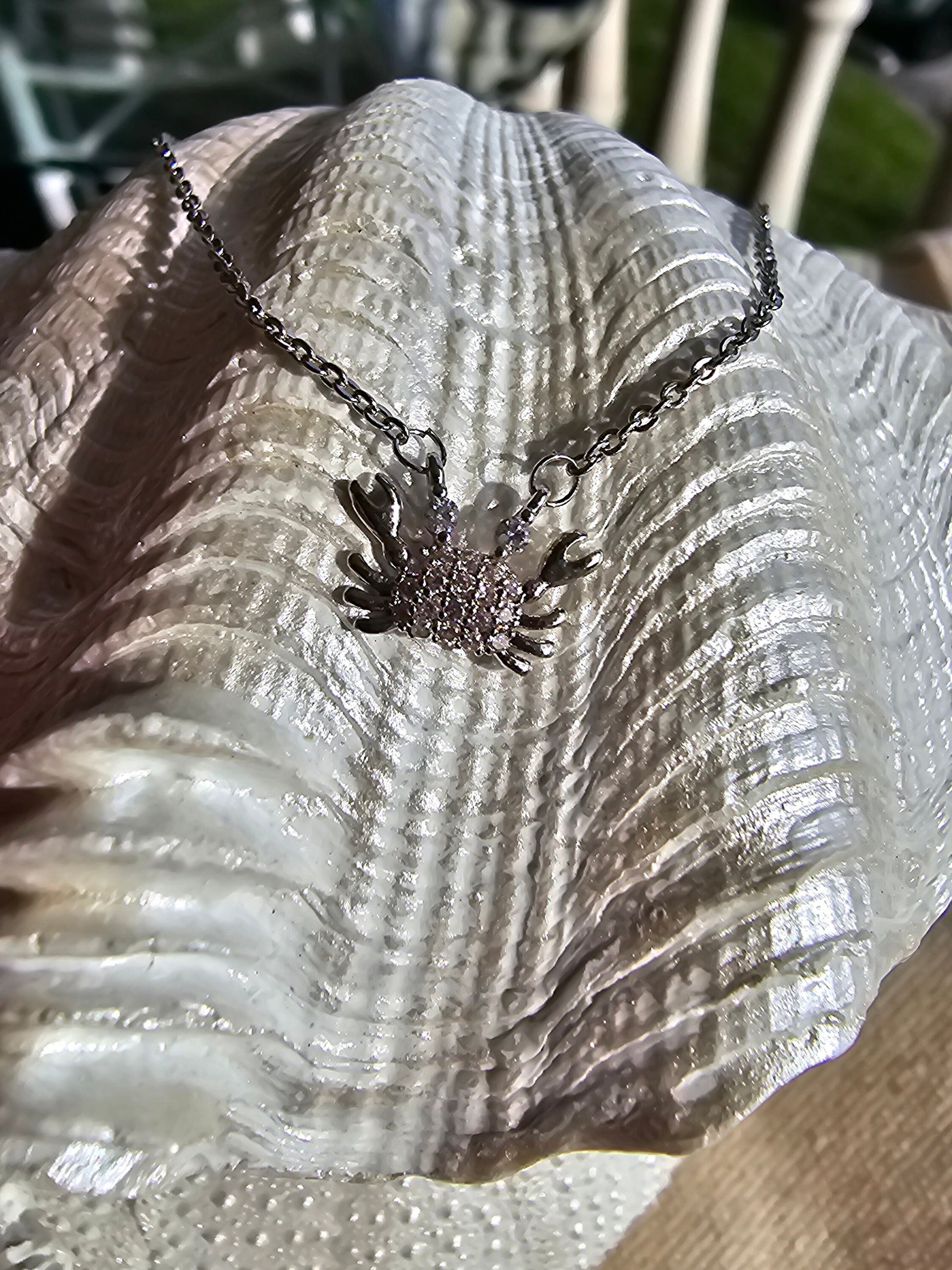 Crab 925 Silver Necklace with zircon stones