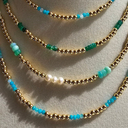 16&quot; Inch necklaces made with opal stones and 14k plated beads. comes with 2&quot; extension!