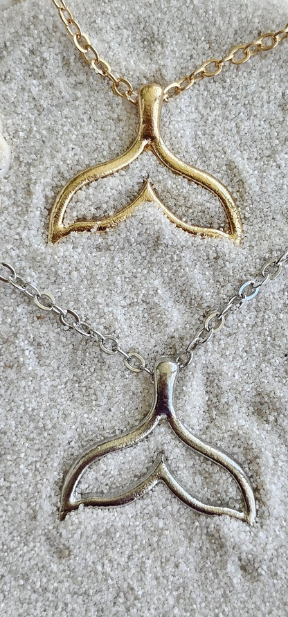 Mermaid Tail Necklace available in both silver and gold