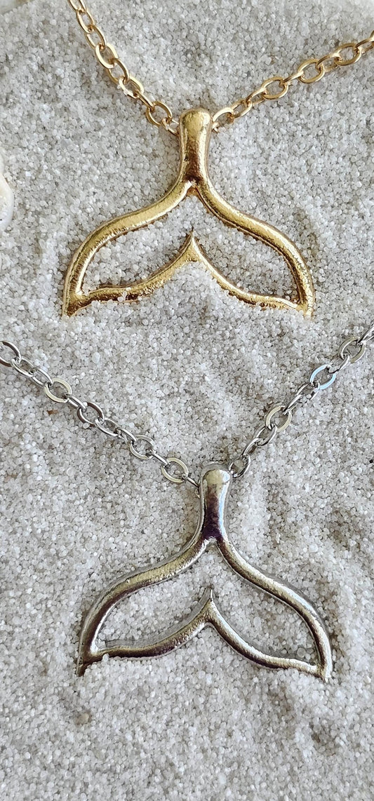 Mermaid Tail Necklace available in both silver and gold