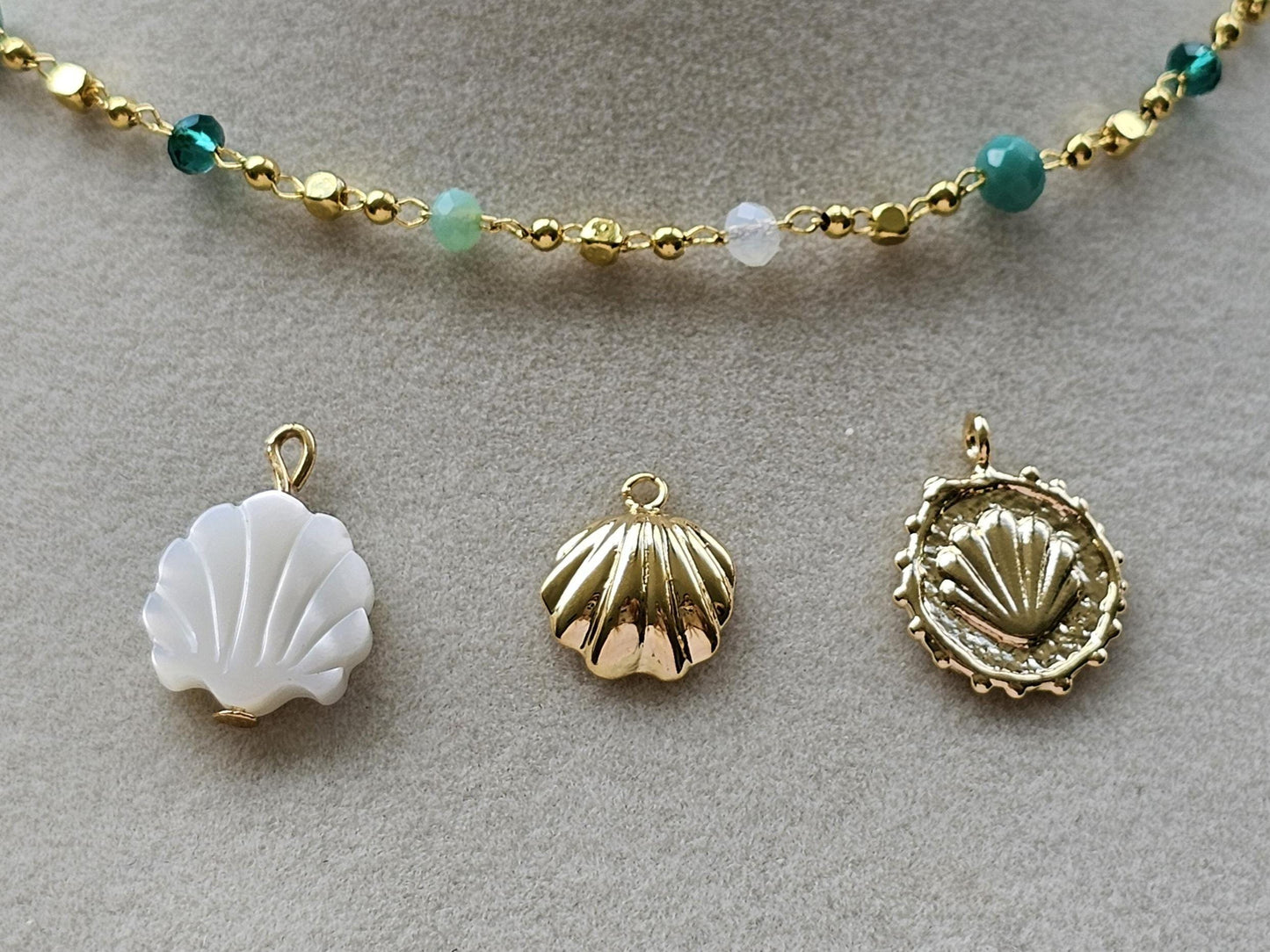 Summer is forever, shell Charm Necklace, Gift for Beach and Ocean, SCUBA, Surfer Jewelry, Mother of Pearl, seashell, gold plated charms