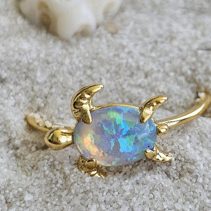 Blue Green Opal Sea Turtle Ring