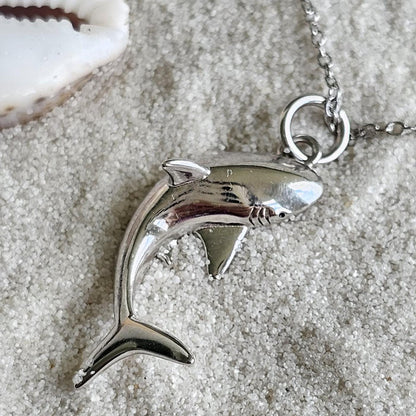 Shark Necklace - Sparkly Silver 925