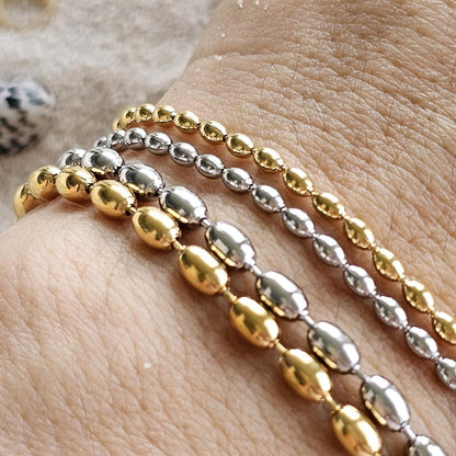 Rice bead bracelets, gold and silver plated, beach girl, Minimalist, Dainty, Ocean Gift, beach style, stackable, Tarnish free waterproof