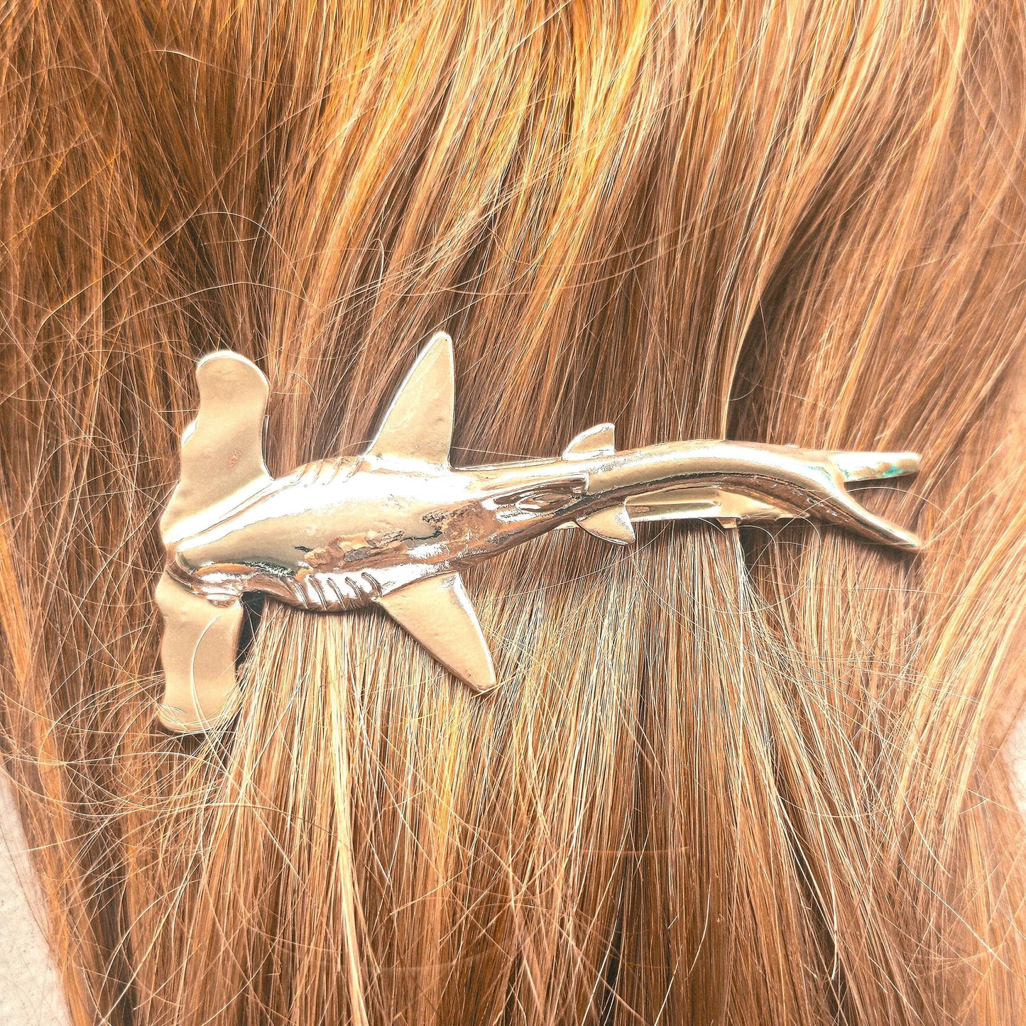 Silver Hammerhead Shark hair clip
