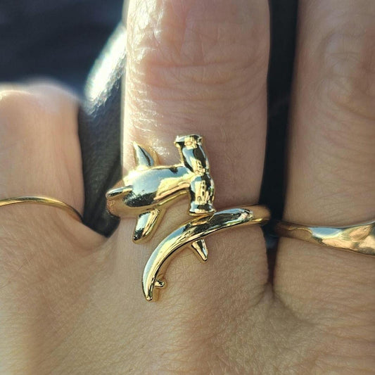 New item! Gold Hammerhead Shark Adjustable Ring, Ocean lovers, SCUBA, Freedivers, Pelagic Gift, Shark Jewelry