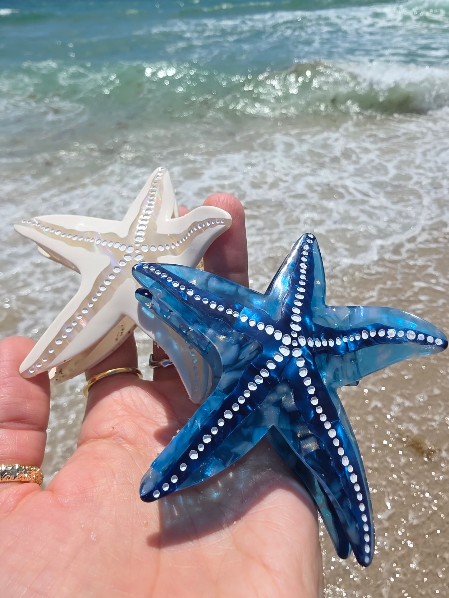 Deep Blue Starfish Hair Clip