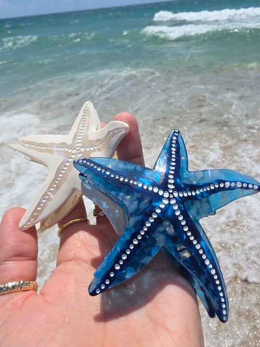 Deep Blue Starfish Hair Clip