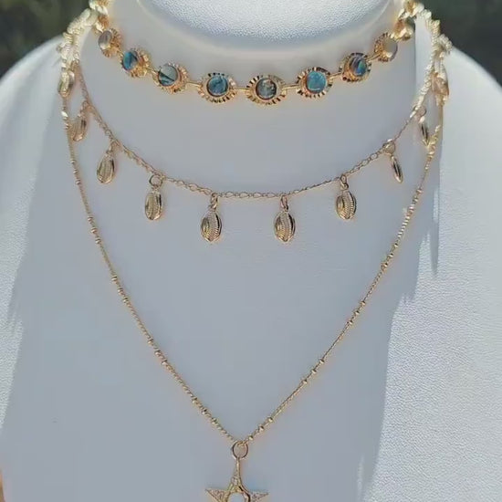 Opal Starfish Necklace, 18k gold plated, Ocean lovers, Summer necklace, beach, tropical necklace, boho, Gift