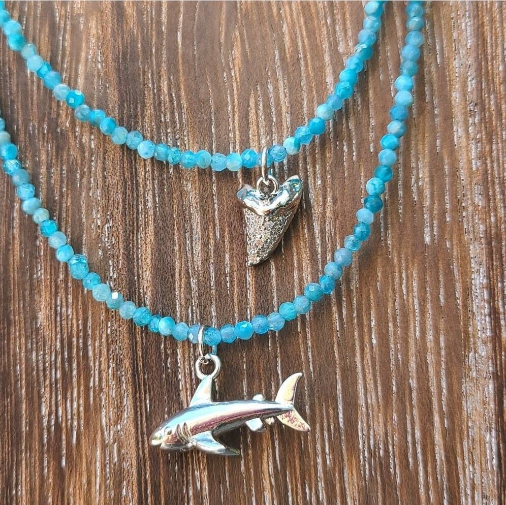 Shark Love Tahitian Necklace, 925 Silver Shark, Silver Shark Tooth, Ocean lovers, SCUBA, Freedivers, Pelagic Gift, Shark Jewelry